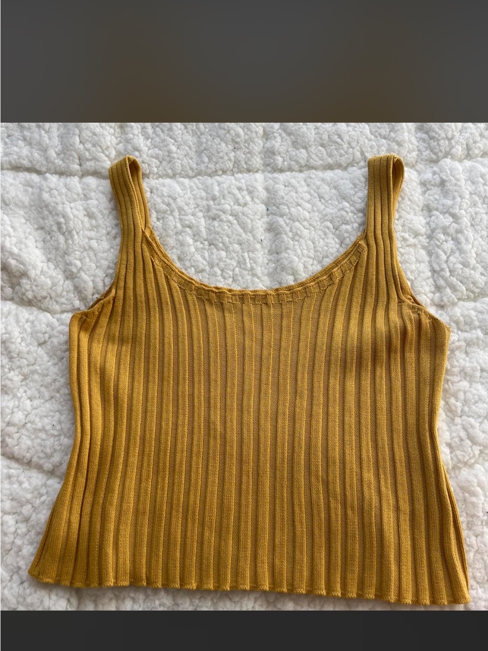 Women's Mustard Ribbed Tank Top - Sleeveless Knit Cami